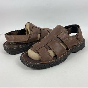 Dr Scholls Sandals Men 12 M Ofallon Strappy Fisherman 99233-8 Brown Leather Flat